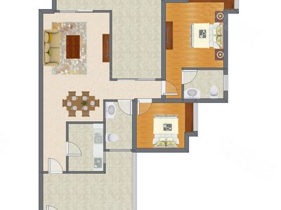 2室2厅 118.00平米