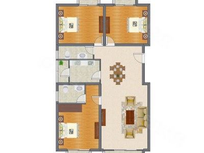 3室2厅 122.55平米户型图