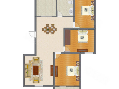 3室2厅 99.24平米