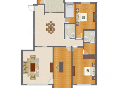 3室2厅 179.72平米户型图