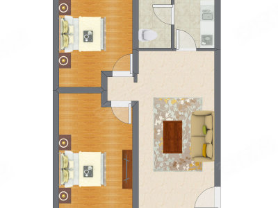 2室1厅 71.41平米户型图