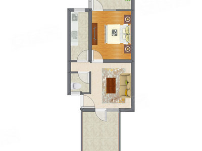 1室1厅 50.00平米户型图