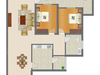 2室2厅 103.77平米