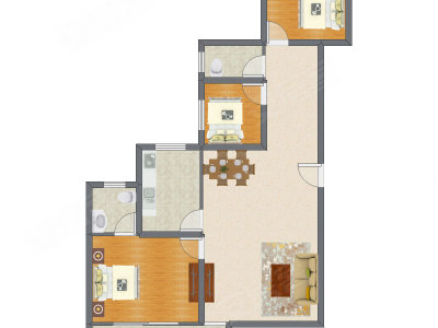 3室2厅 156.60平米户型图