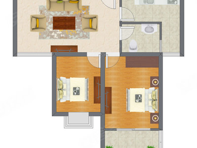 2室1厅 83.98平米户型图