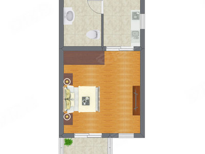 1室1厅 31.04平米