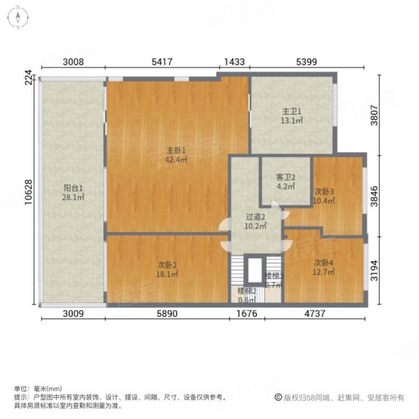 彩云水榭8室2厅4卫453.77㎡南北2650万