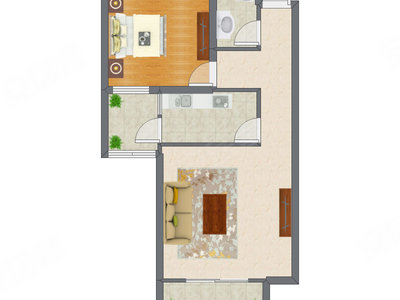 1室1厅 72.00平米户型图