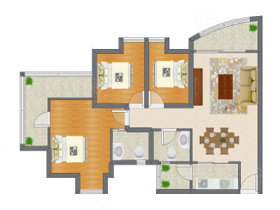 3室2厅 90.05平米