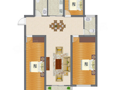 3室2厅 93.67平米