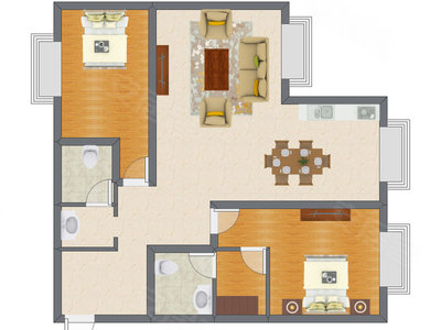 2室2厅 131.41平米户型图
