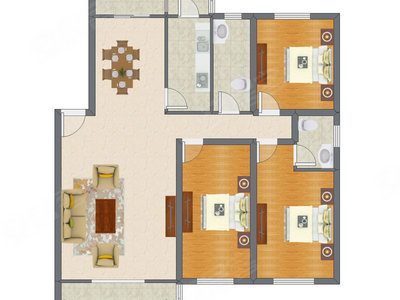 3室2厅 154.34平米户型图