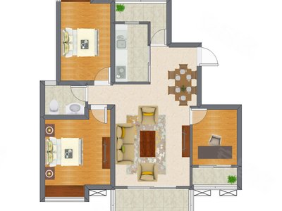 3室2厅 97.75平米