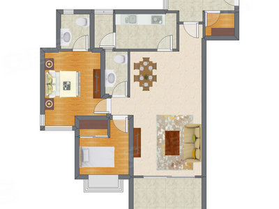 2室2厅 112.88平米户型图