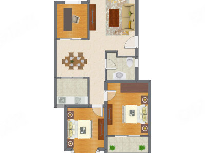 3室2厅 89.60平米户型图
