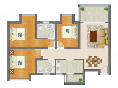 3室2厅 96.84平米