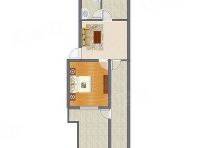 1室1厅 49.56平米户型图
