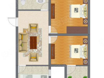 2室1厅 63.90平米户型图