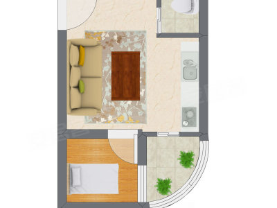 1室1厅 31.04平米户型图