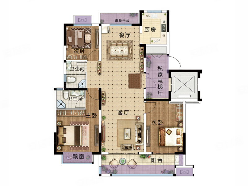 万山绿都(新房)3室2厅2卫125㎡南北63万