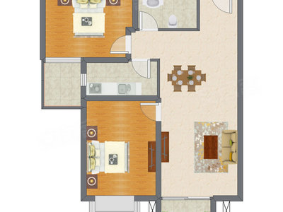 2室2厅 86.37平米户型图