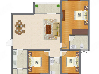 3室2厅 123.34平米
