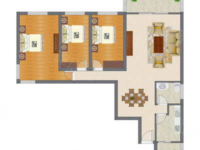 3室1厅 89.47平米