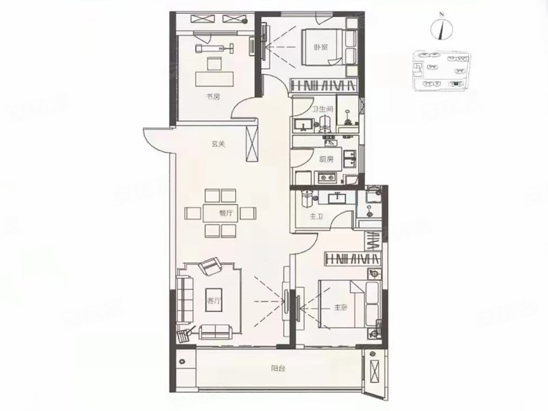 户型方正 南北通透 采光好,蓝湖九郡二手房,131万,3室2厅,2卫,136.