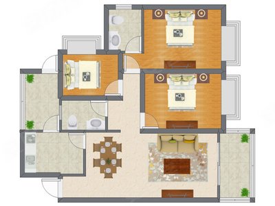 3室2厅 97.00平米