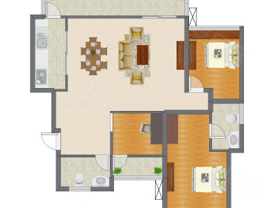 3室2厅 98.91平米