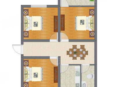 3室1厅 53.75平米