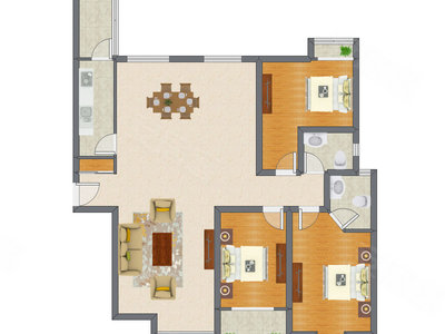 3室2厅 160.87平米