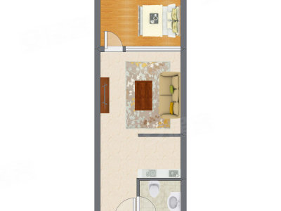 1室1厅 58.30平米户型图
