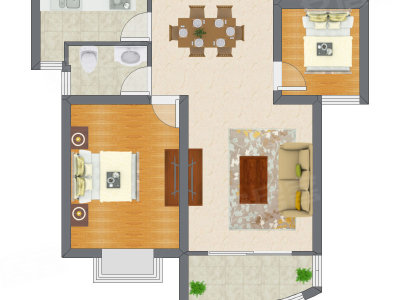 2室2厅 79.85平米户型图