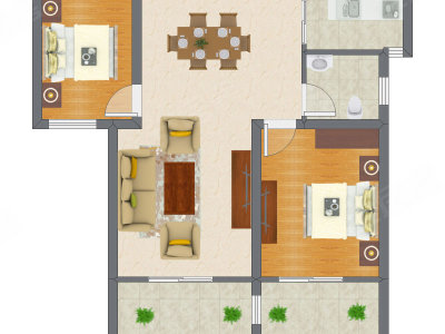 2室2厅 99.28平米户型图