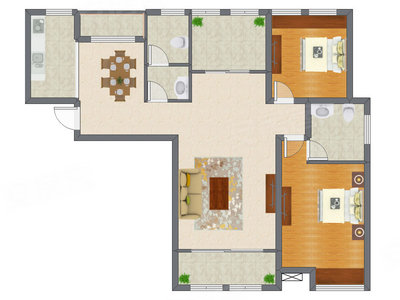 2室2厅 114.20平米户型图
