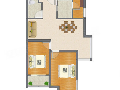 2室2厅 81.88平米户型图