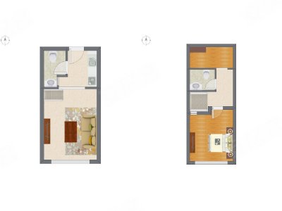2室1厅 21.81平米