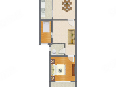 2室2厅 78.13平米户型图