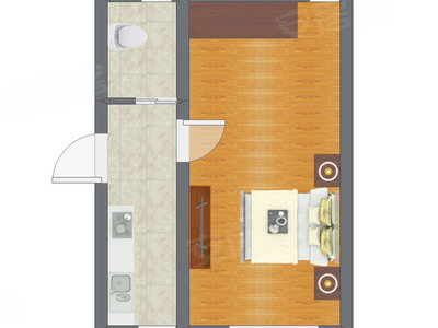 1室0厅 41.80平米户型图