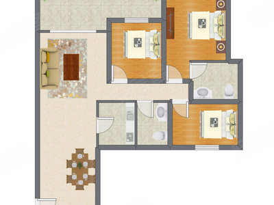 3室2厅 97.90平米