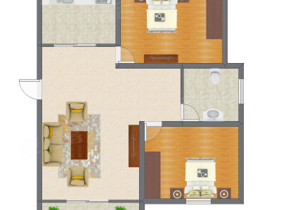 2室1厅 83.81平米户型图