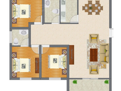 3室2厅 79.47平米户型图
