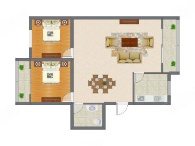 2室2厅 79.23平米户型图