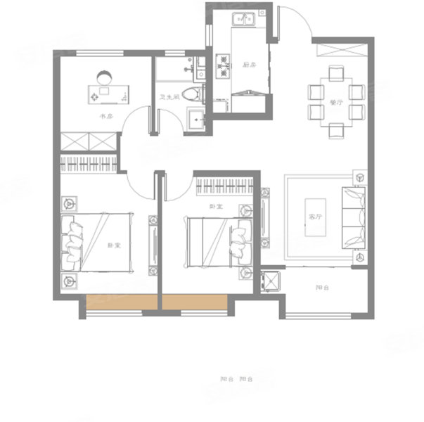 东海万和城(新房)3室2厅1卫110㎡南72万