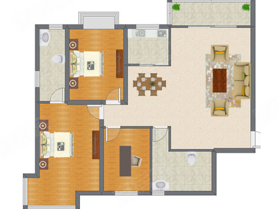 3室2厅 150.00平米户型图