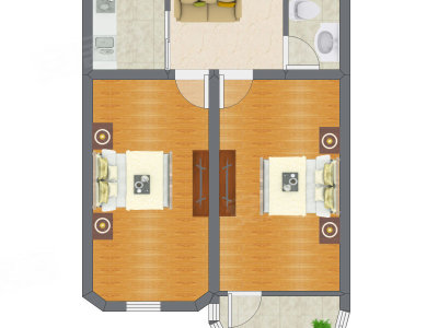 2室1厅 65.40平米