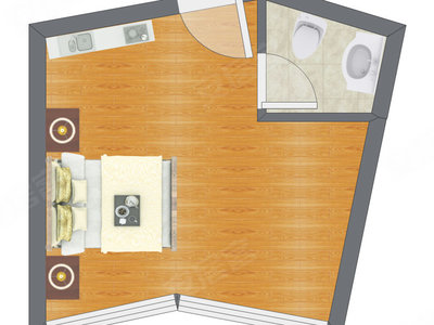 1室0厅 34.65平米户型图
