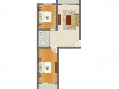 2室1厅 73.90平米户型图