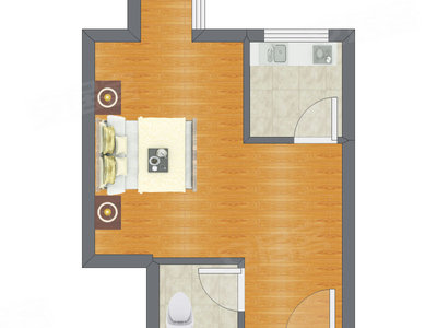1室0厅 36.77平米户型图